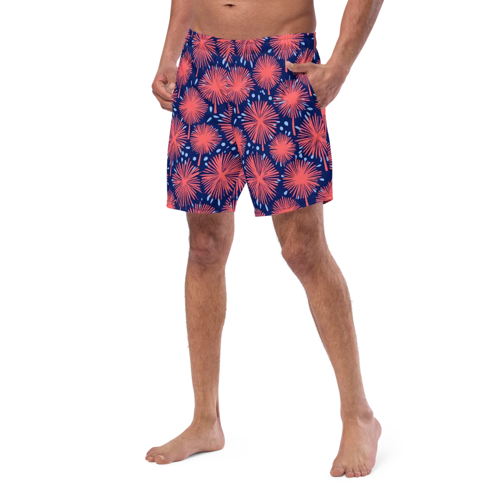 Coral Fireflower on Swim Trunks — Left Front