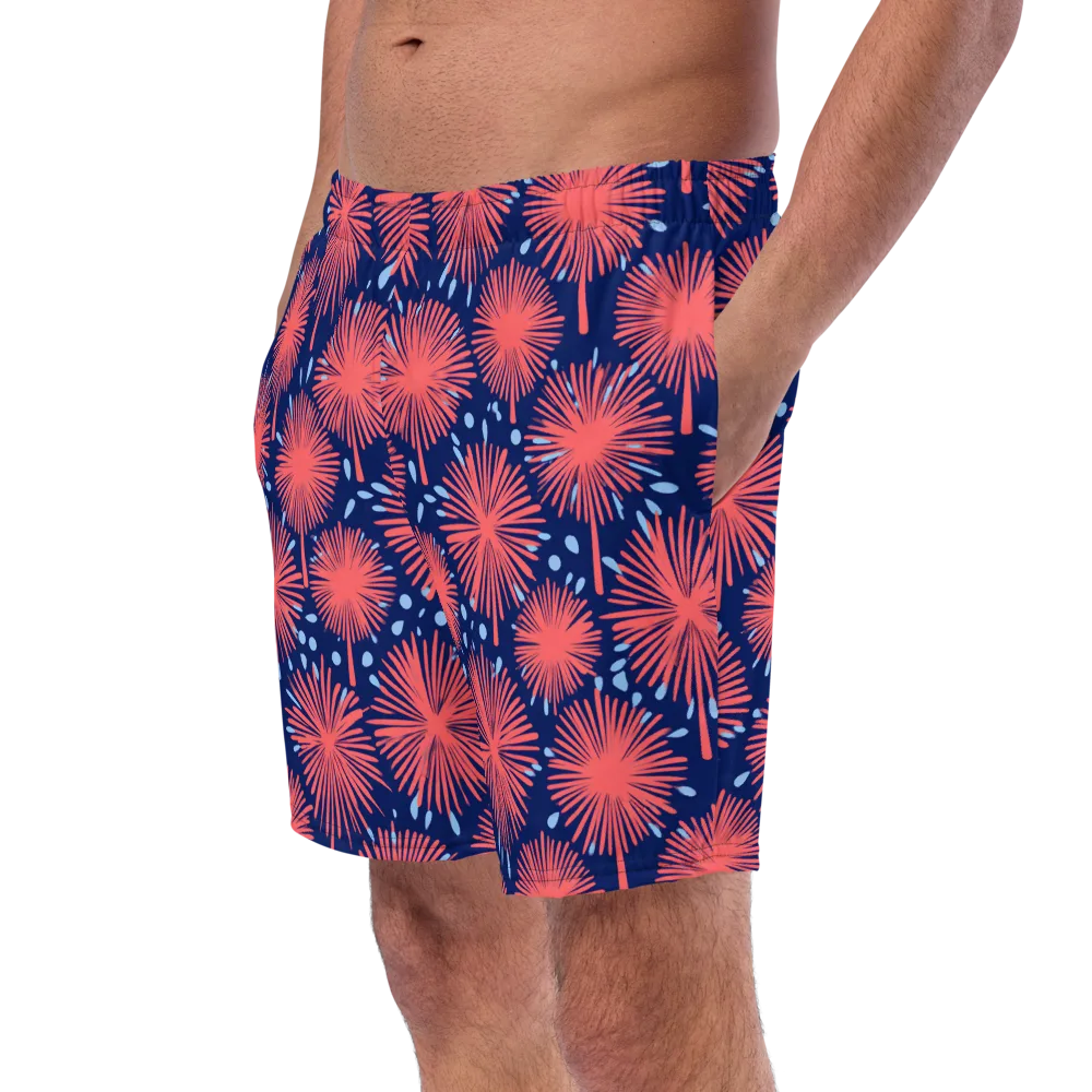 Coral Fireflower on Swim Trunks — Left Front