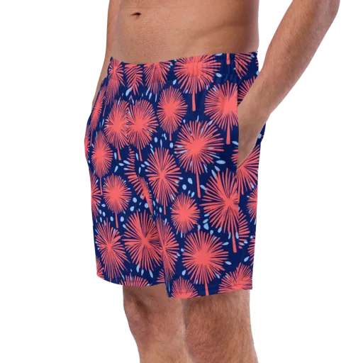 Coral Fireflower on a Swim Trunks