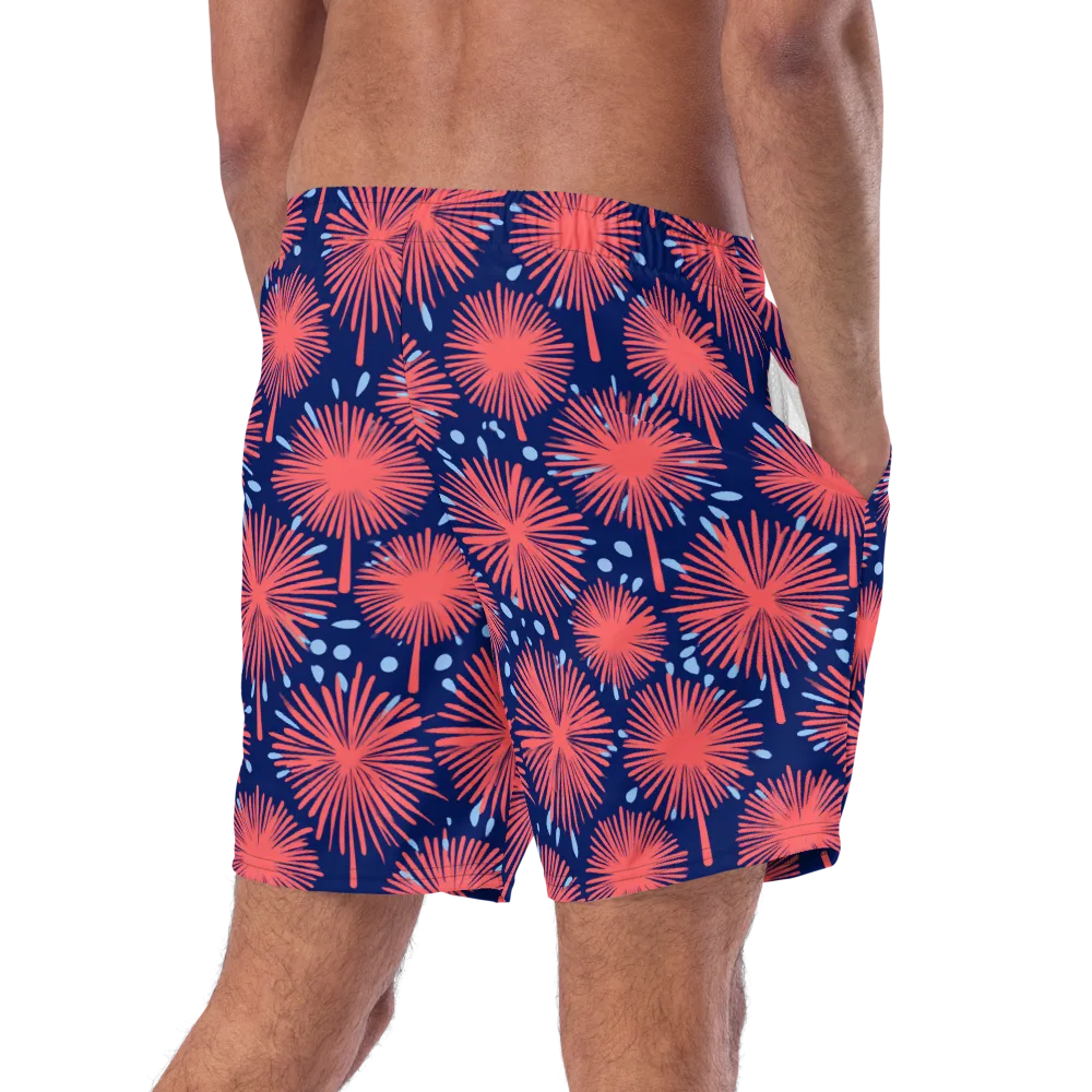 Coral Fireflower on Swim Trunks — Right Back