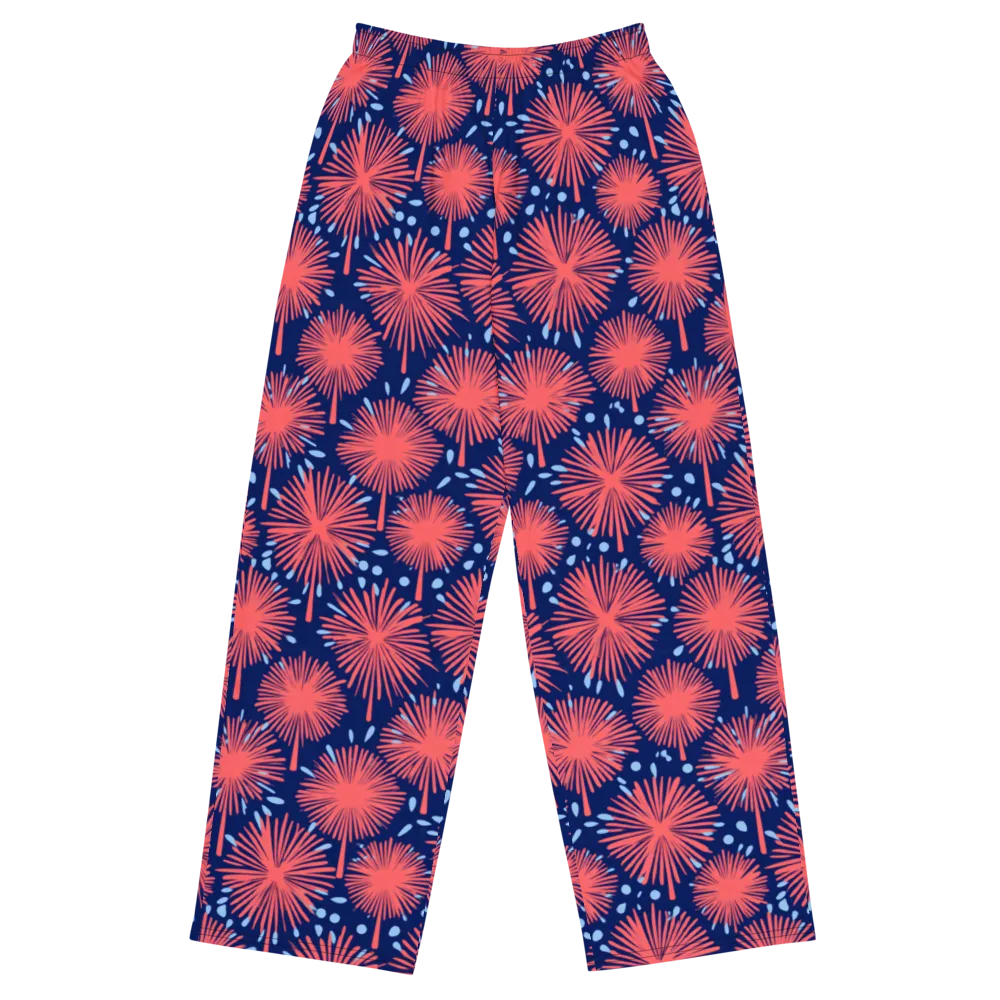 Coral Fireflower on Wide-Leg Pants — Front