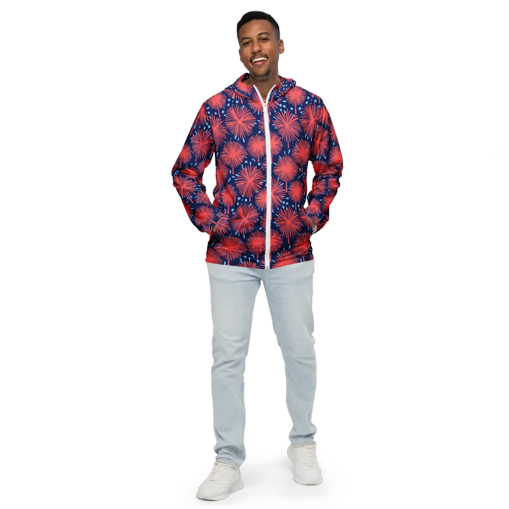 Coral Fireflower on Men's Windbreaker — Front