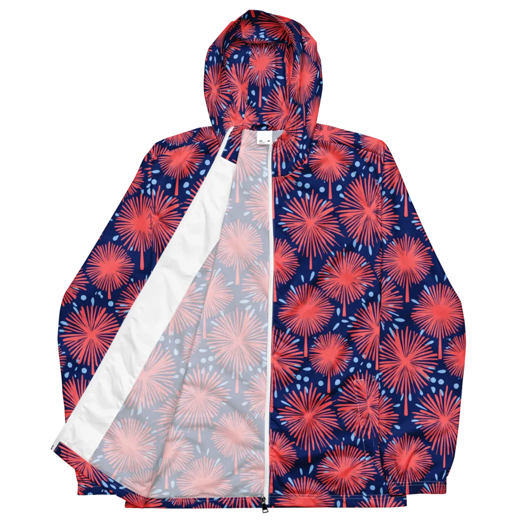 Coral Fireflower on Men's Windbreaker — Front