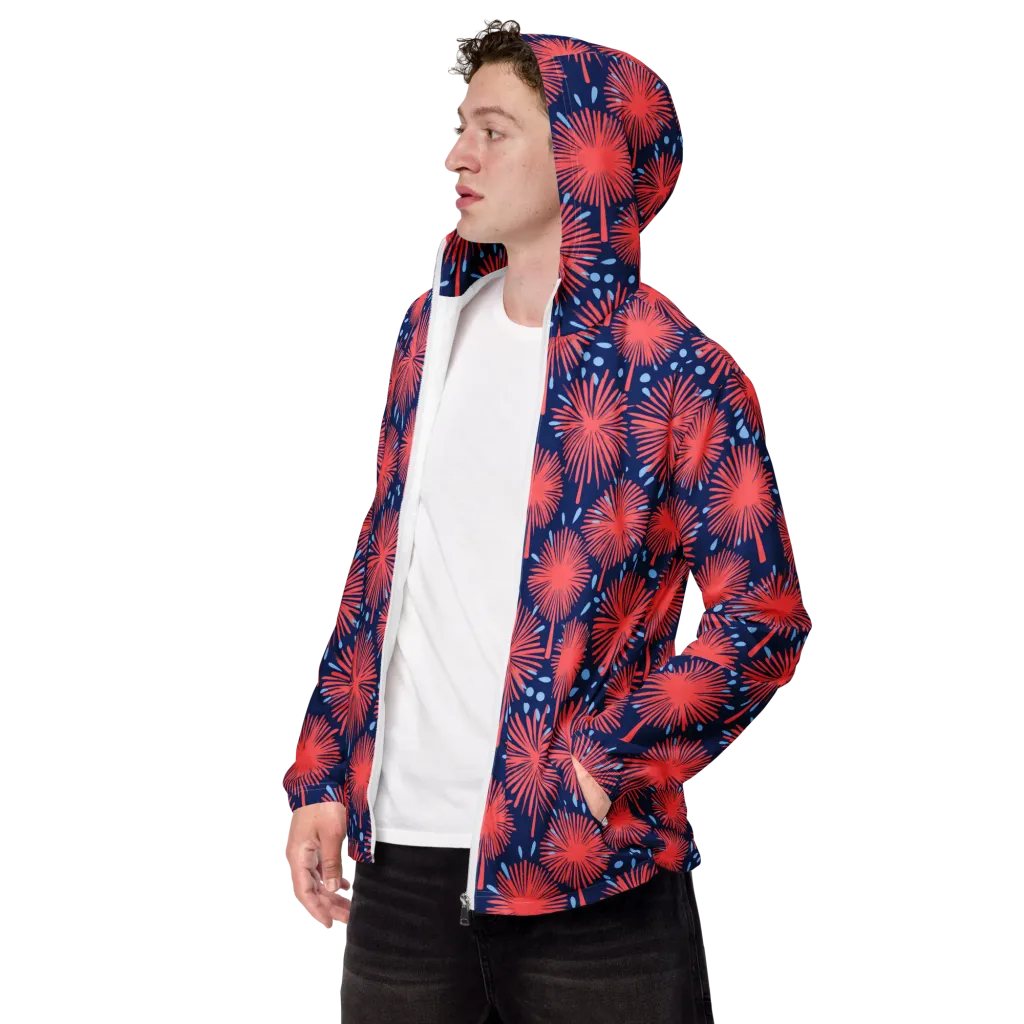 Coral Fireflower on Men's Windbreaker — Left Front