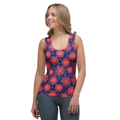 Coral Fireflower on a Women's Tank Top