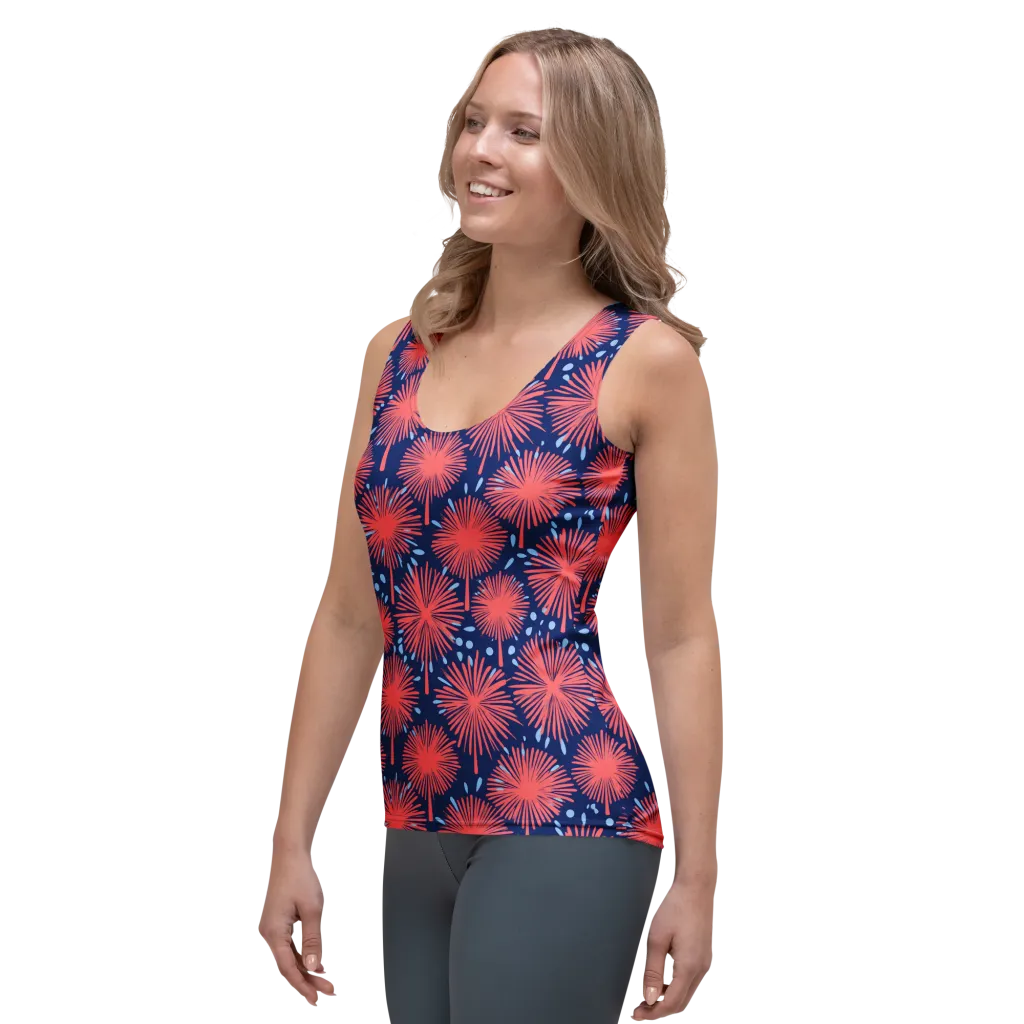 Coral Fireflower on Women's Tank Top — Left Front
