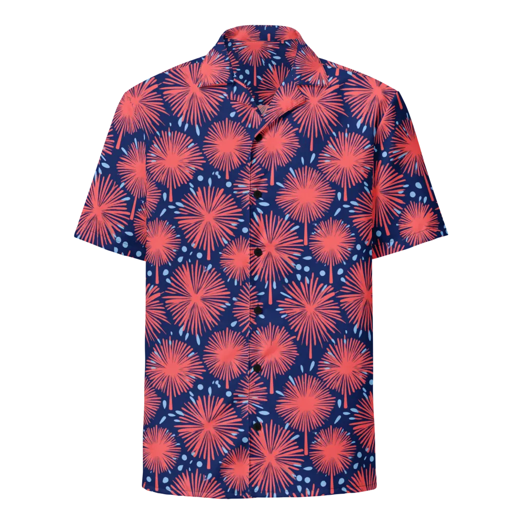 Coral Fireflower on Button Shirt — Front