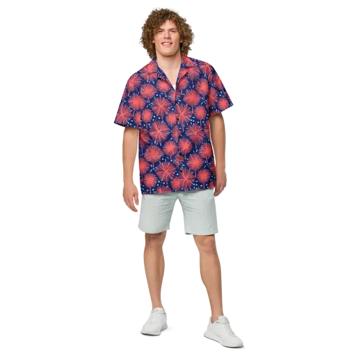 Coral Fireflower on a Button Shirt