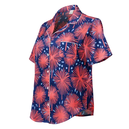 Coral Fireflower on a Women's Short Sleeve Pajama Top
