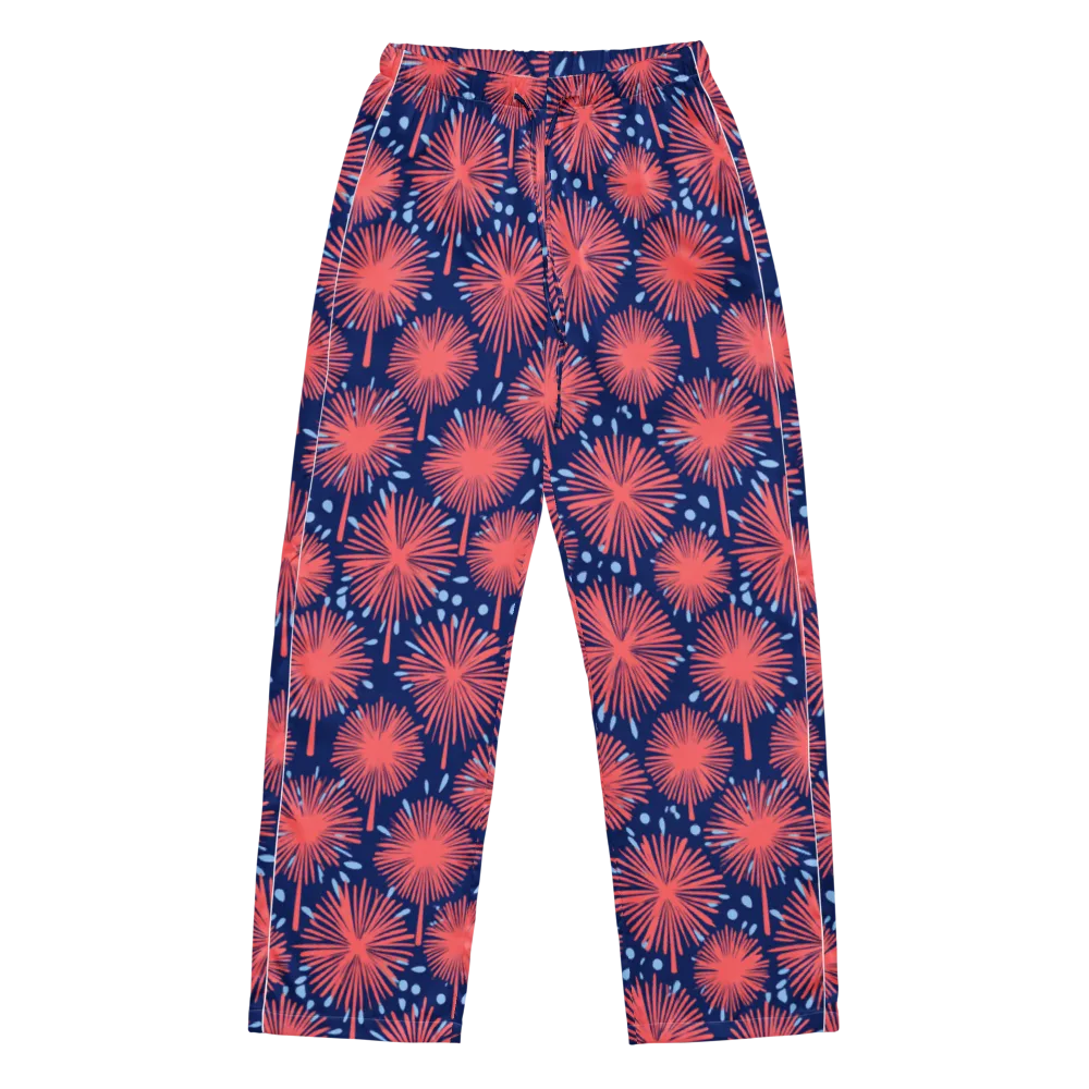Coral Fireflower on Women's Pajama Pants — Front