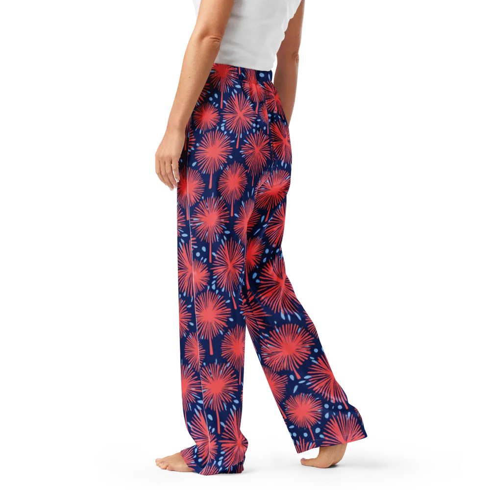 Coral Fireflower on Women's Pajama Pants — Left