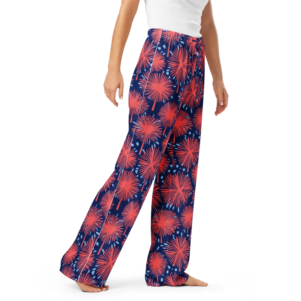 Coral Fireflower on Women's Pajama Pants — Right Front
