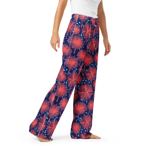 Coral Fireflower on a Women's Pajama Pants