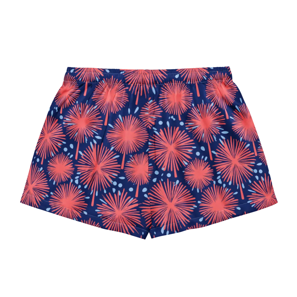 Coral Fireflower on Women's Pajama Shorts — Back
