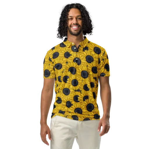 Sunflower Eclipse on a Men's Slim Fit Polo Shirt