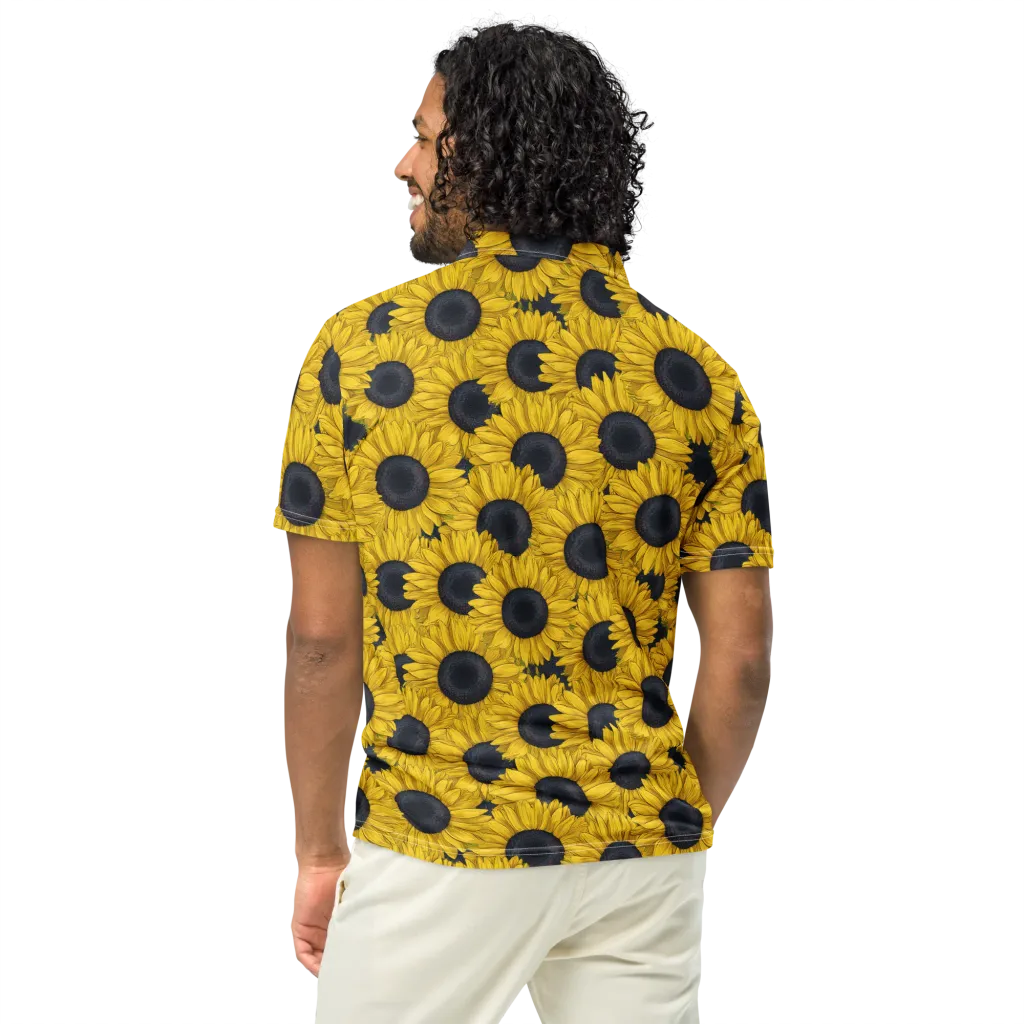 Sunflower Eclipse on Men's Slim Fit Polo Shirt — Back