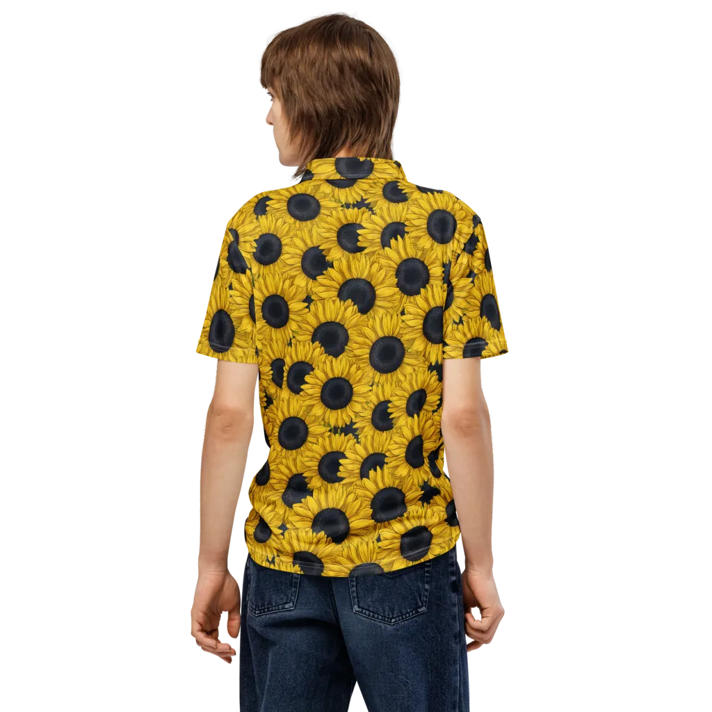 Sunflower Eclipse on Men's Slim Fit Polo Shirt — Back