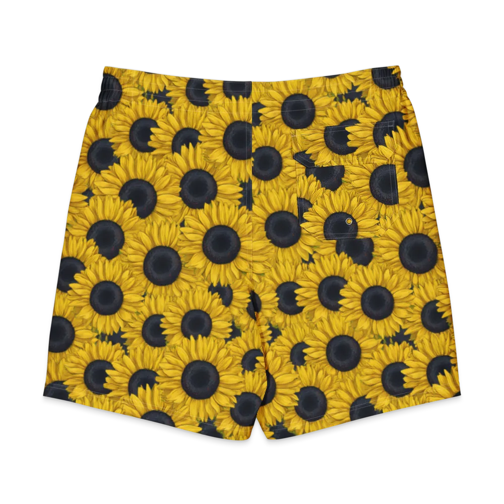 Sunflower Eclipse on Men's Board Shorts — Back