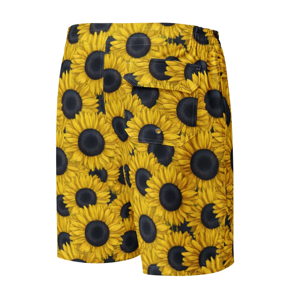 Sunflower Eclipse on Men's Board Shorts — Back