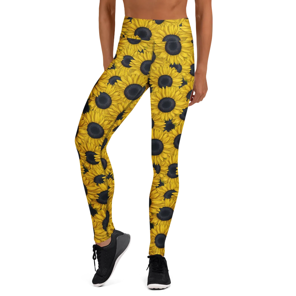 Sunflower Eclipse on Yoga Leggings — Front