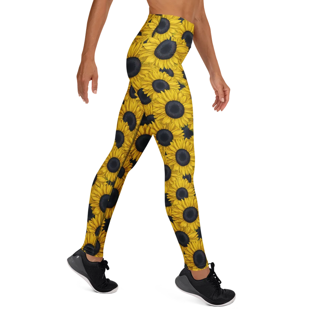 Sunflower Eclipse on Yoga Leggings — Right