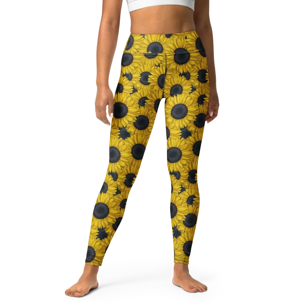 Sunflower Eclipse on Yoga Leggings — Front