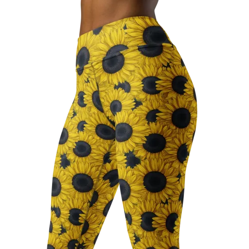 Sunflower Eclipse on a Yoga Leggings