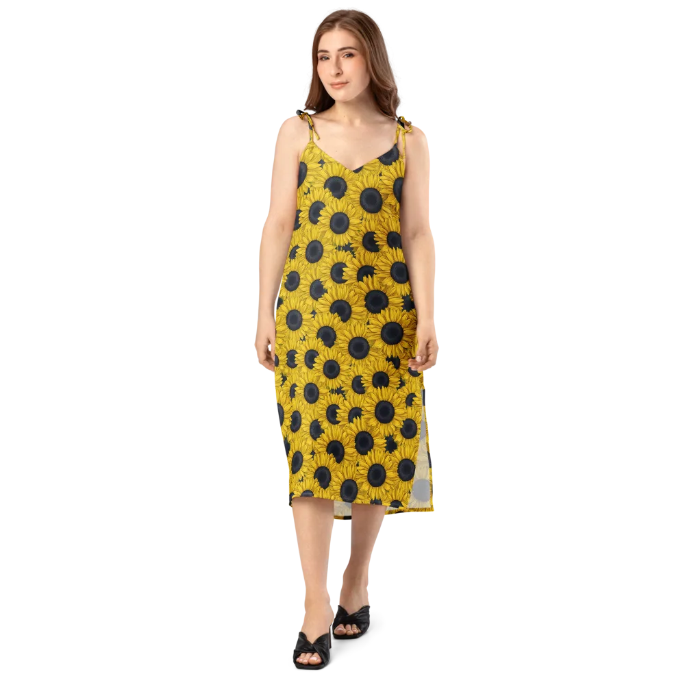 Sunflower Eclipse on Slip Dress — Front