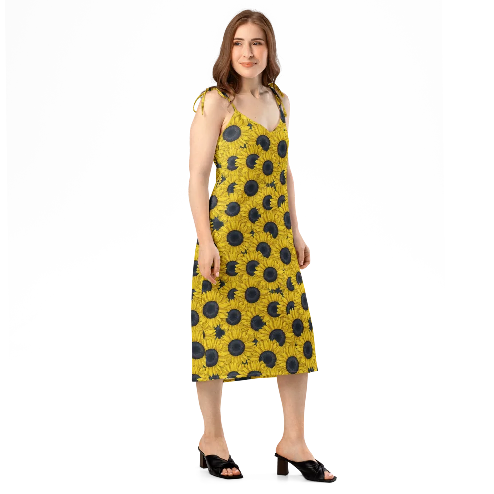 Sunflower Eclipse on Slip Dress — Right Front