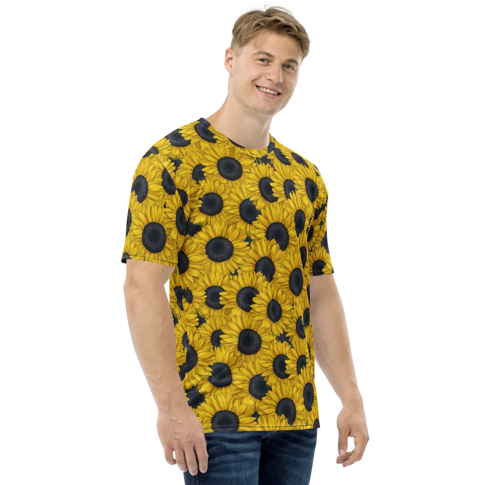 Sunflower Eclipse on Men's Crew Neck T-Shirt — Right