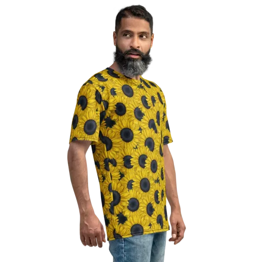 Sunflower Eclipse on a Men's Crew Neck T-Shirt