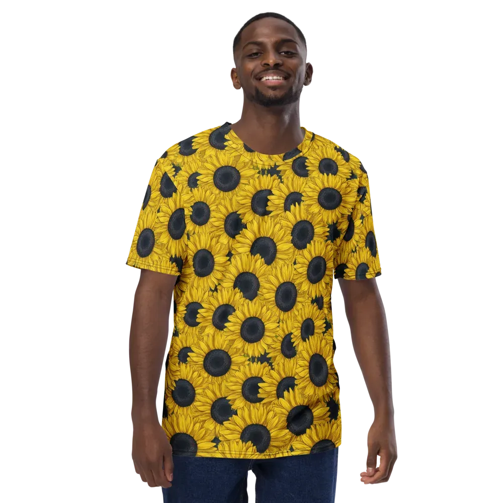 Sunflower Eclipse on Men's Crew Neck T-Shirt — Front