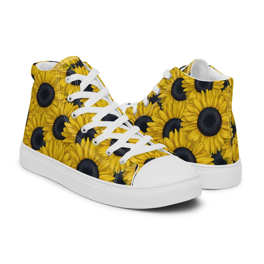 Sunflower Eclipse on Men's High Top Canvas Shoes — Right