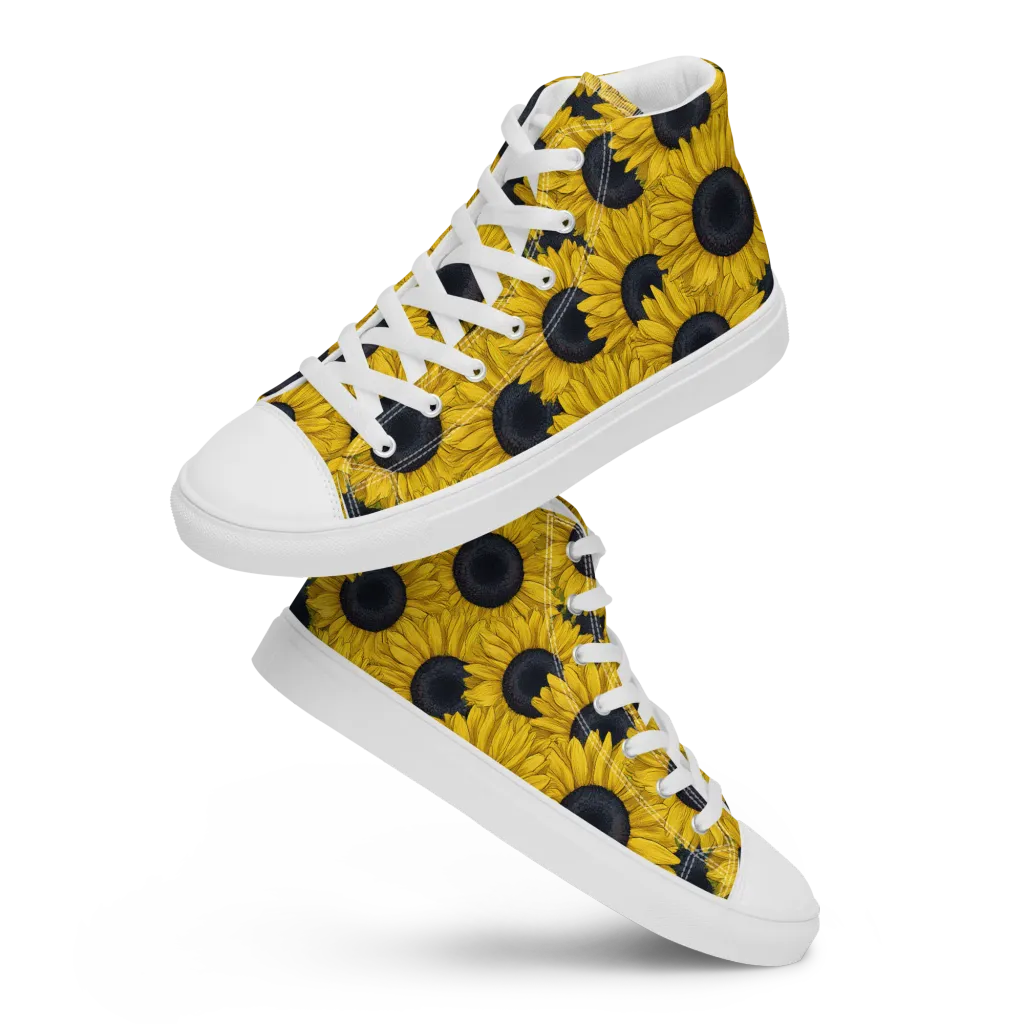 Sunflower Eclipse on Men's High Top Canvas Shoes — Front