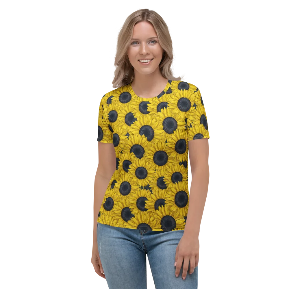 Sunflower Eclipse on Women's Crew Neck T-Shirt — Front