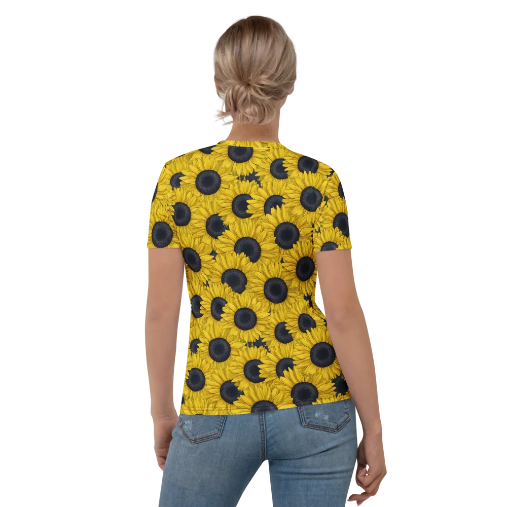Sunflower Eclipse on Women's Crew Neck T-Shirt — Back