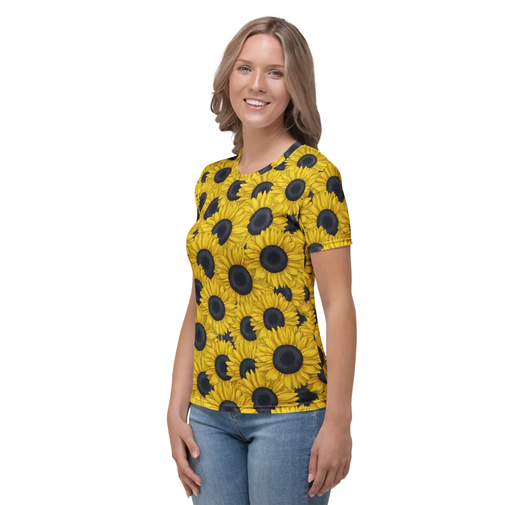 Sunflower Eclipse on Women's Crew Neck T-Shirt — Left