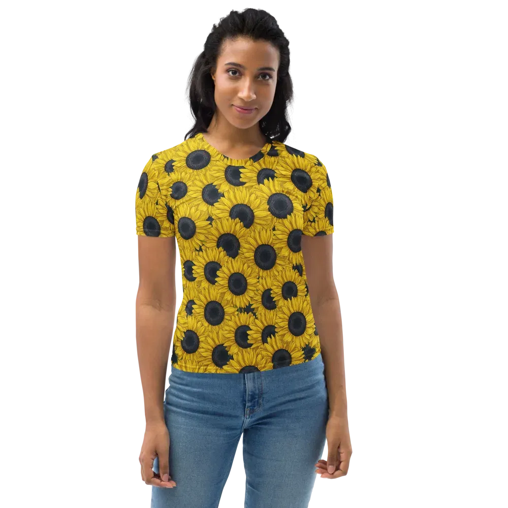 Sunflower Eclipse on Women's Crew Neck T-Shirt — Front