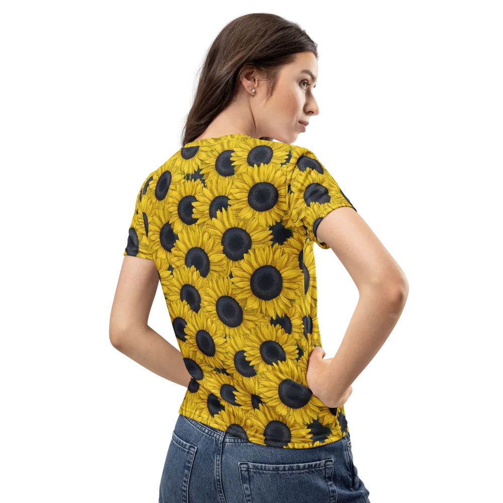 Sunflower Eclipse on Women's Crew Neck T-Shirt — Back