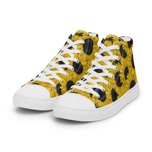 Sunflower Eclipse on a Women's High Top Canvas Shoes