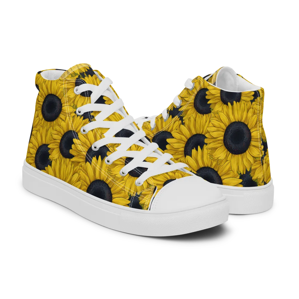 Sunflower Eclipse on Women's High Top Canvas Shoes — Right