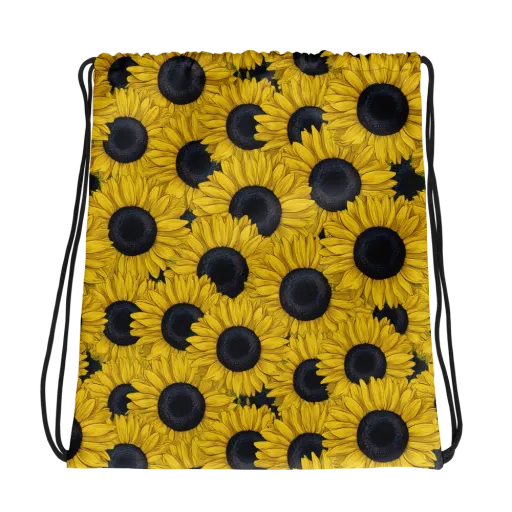 Sunflower Eclipse on a Drawstring Bag