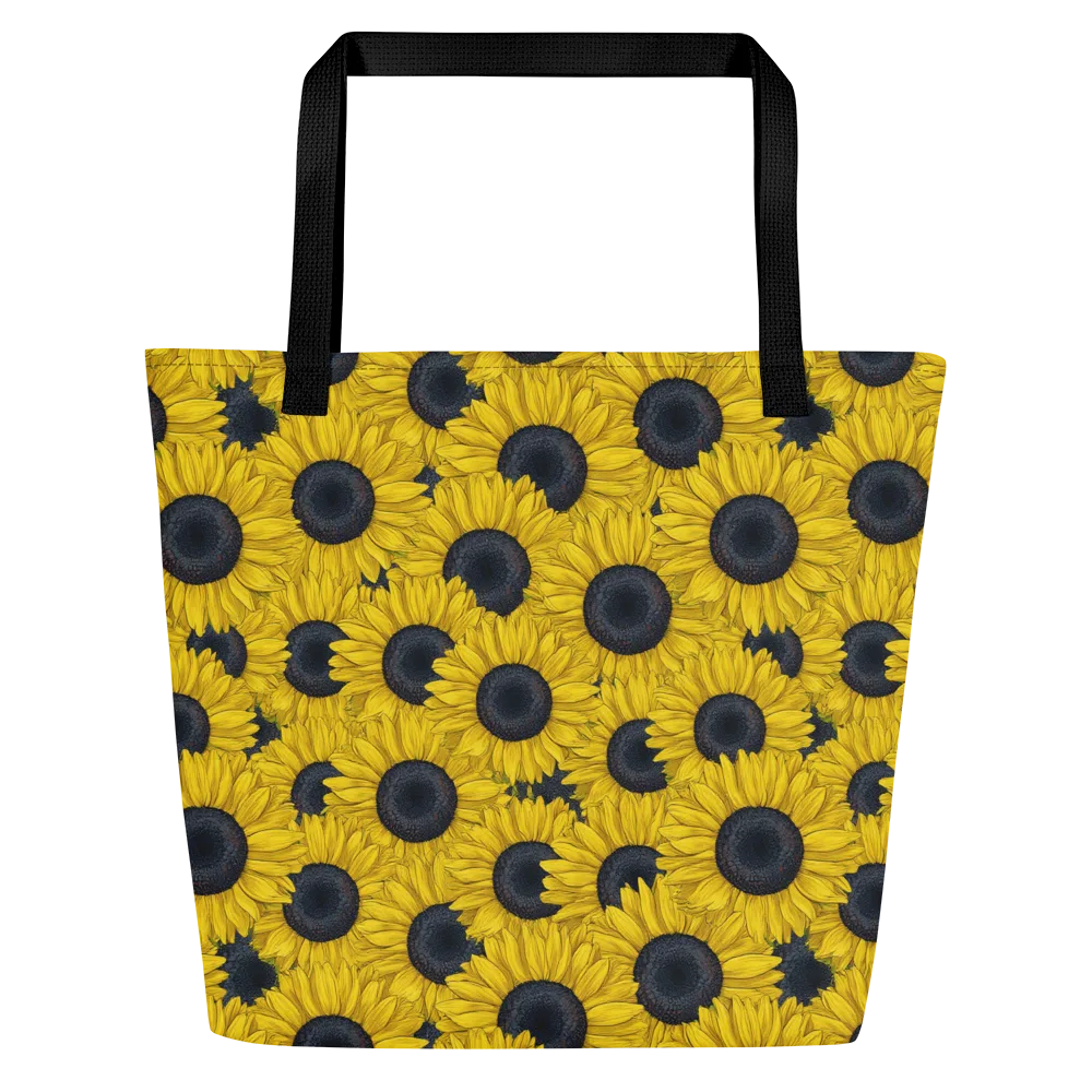 Sunflower Eclipse on Large Tote Bag W/ Pocket — Front