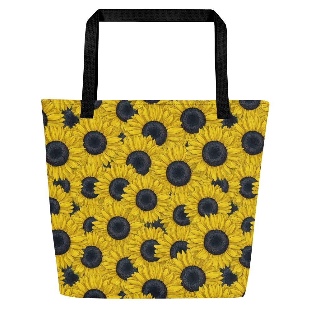 Sunflower Eclipse on Large Tote Bag W/ Pocket — Front