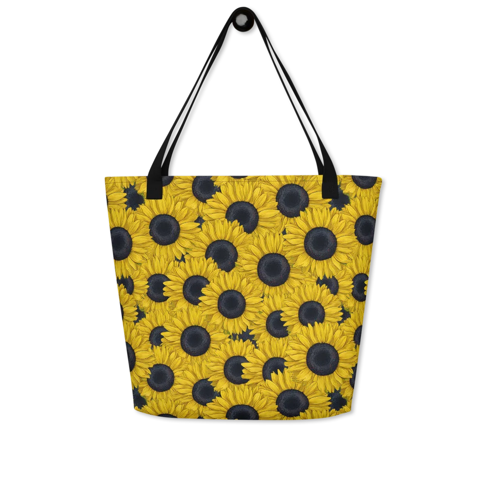 Sunflower Eclipse on Large Tote Bag W/ Pocket — Front