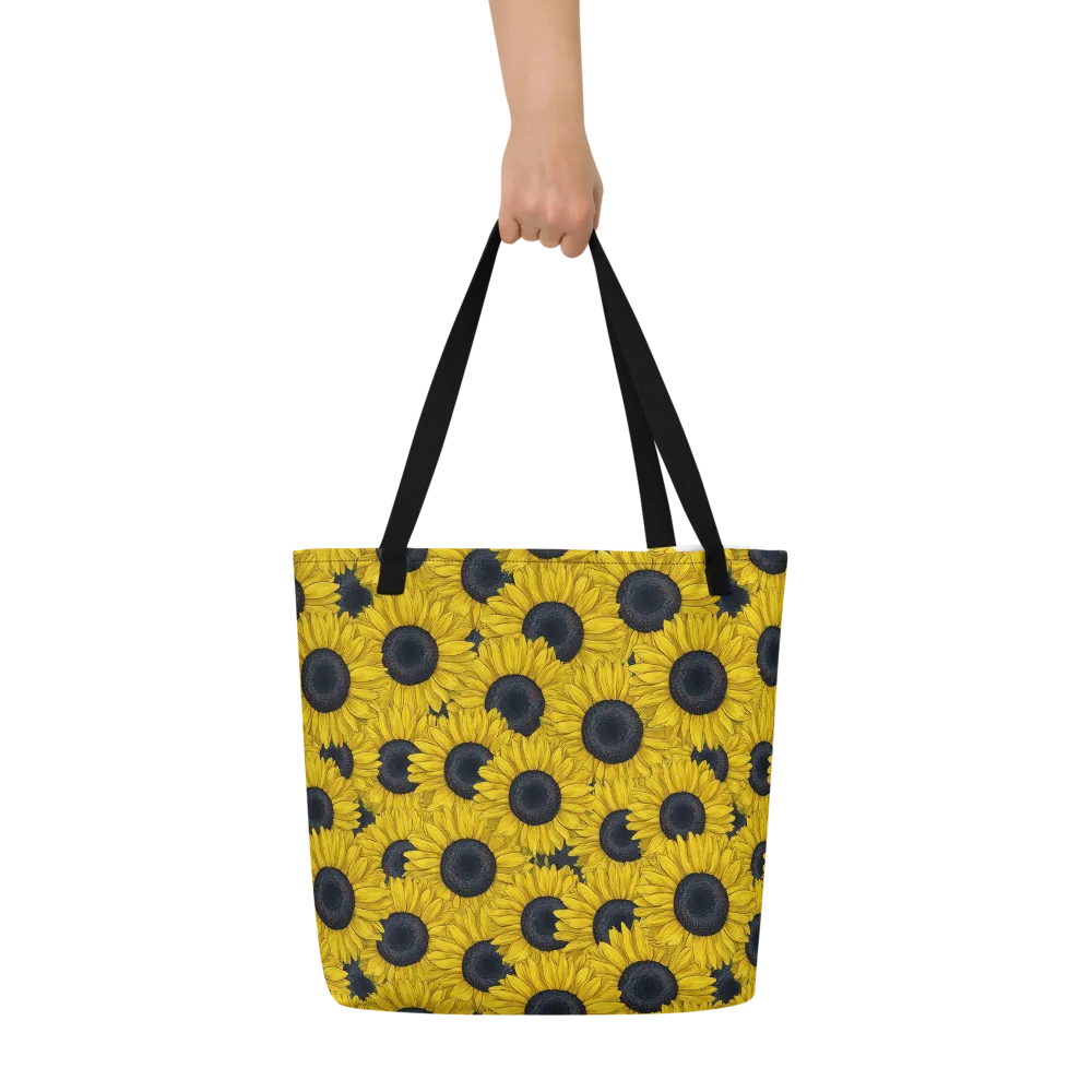 Sunflower Eclipse on Large Tote Bag W/ Pocket — Front