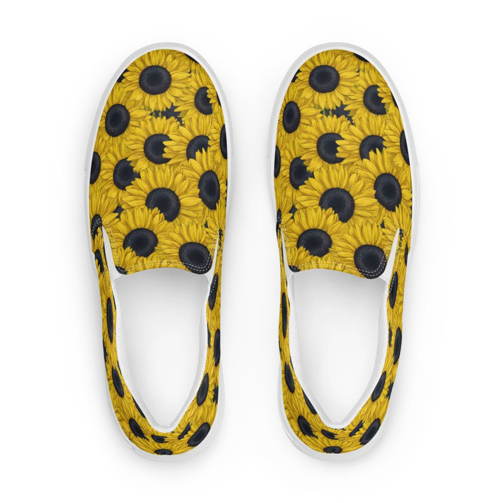 Sunflower Eclipse on Women's Slip-On Canvas Shoes — Front