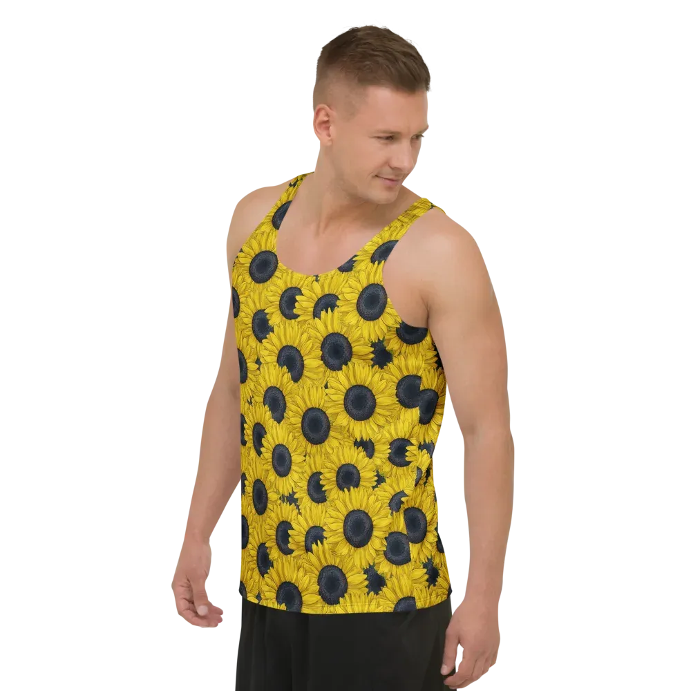 Sunflower Eclipse on Men's Tank Top — Left Front