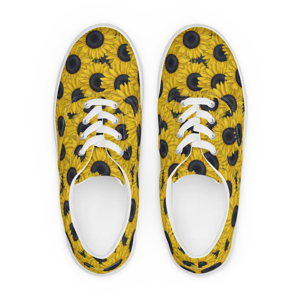 Sunflower Eclipse on Men's Lace-Up Canvas Shoes — Front