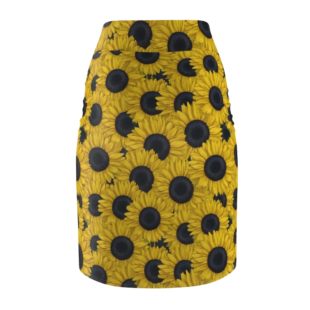 Sunflower Eclipse on Pencil Skirt — Back